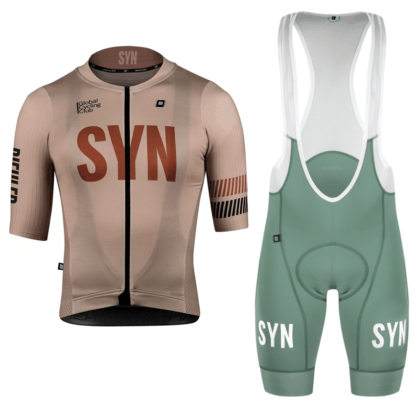 Cycling Community - SYN 다크 브라운 남성용 반팔 사이클링