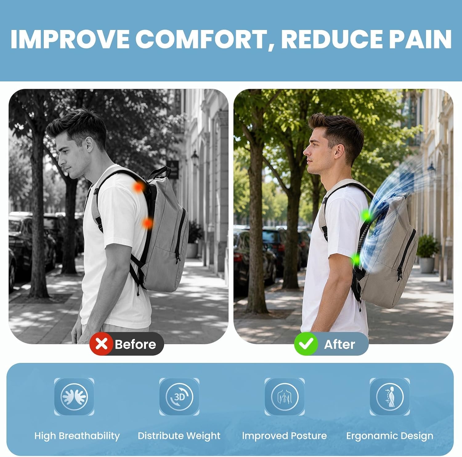 경량 통풍 배낭 스페이서 메쉬 배낭 프레임 조절 가능한 - Cycling Commute Backpack 리뷰 및 가격